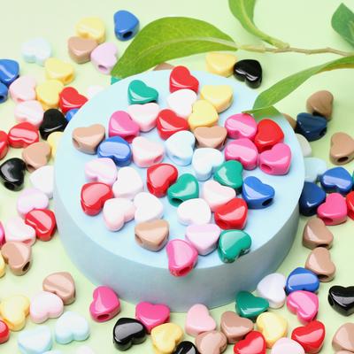 20 piezas de 11,7 x 13,5 mm de acrílico color macarrón corazón cuentas sueltas colgantes pendientes pulsera accesorios para hacer joyas