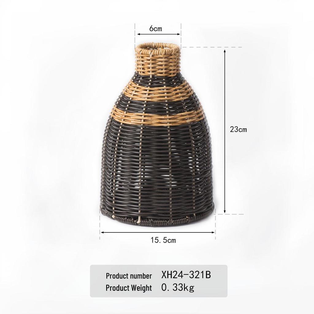 Hand-Woven Vintage Rattan-Style Vase: High-End Living Room Decor for Dried Flowers
