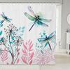 Floral Dragonfly Shower Curtains Butterfly Dandelion Purple Flowers Watercolour Art Polyester Bathroom Curtain Decor With Hooks