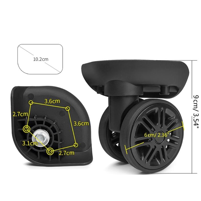 2Pcs Trolley Casters Replacement Heavy Duty Roller Wheel for Luggage Box Suitcase 360 Degree Swivel kit SilentWheel