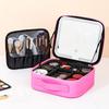 Large Capacity Travel Makeup Bag With LED Lighted Mirror Women PU Cosmetic Organizer Multi-Compartment Storage