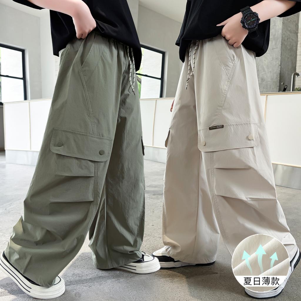 Boys' quick drying work pants 2026 new style, children's mid to large boys' straight leg wide leg casual pants, summer thin version