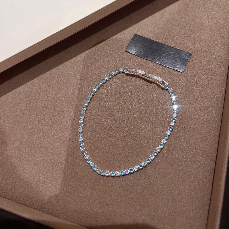 Introducing the "Lake Blue Moonlight" Bracelet: Exquisitely Sparkly Blue and White Zirconia, Perfectly Versatile for Any Occasion.