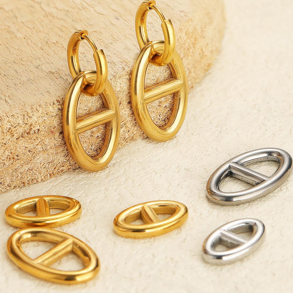 PandaHall 10pcs Multi-Size Stainless Steel Pig Nose Connector charms Tarnish Resistant for DIY Earrings Necklace Jewelry Making