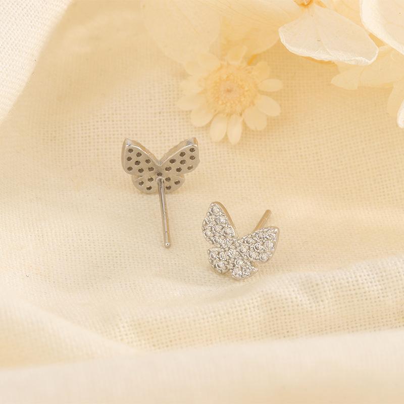 S925 Silver Butterfly Stud Earrings For Women Niche Design Elegant Light Luxury Exquisite Fashion Trendy Jewelry