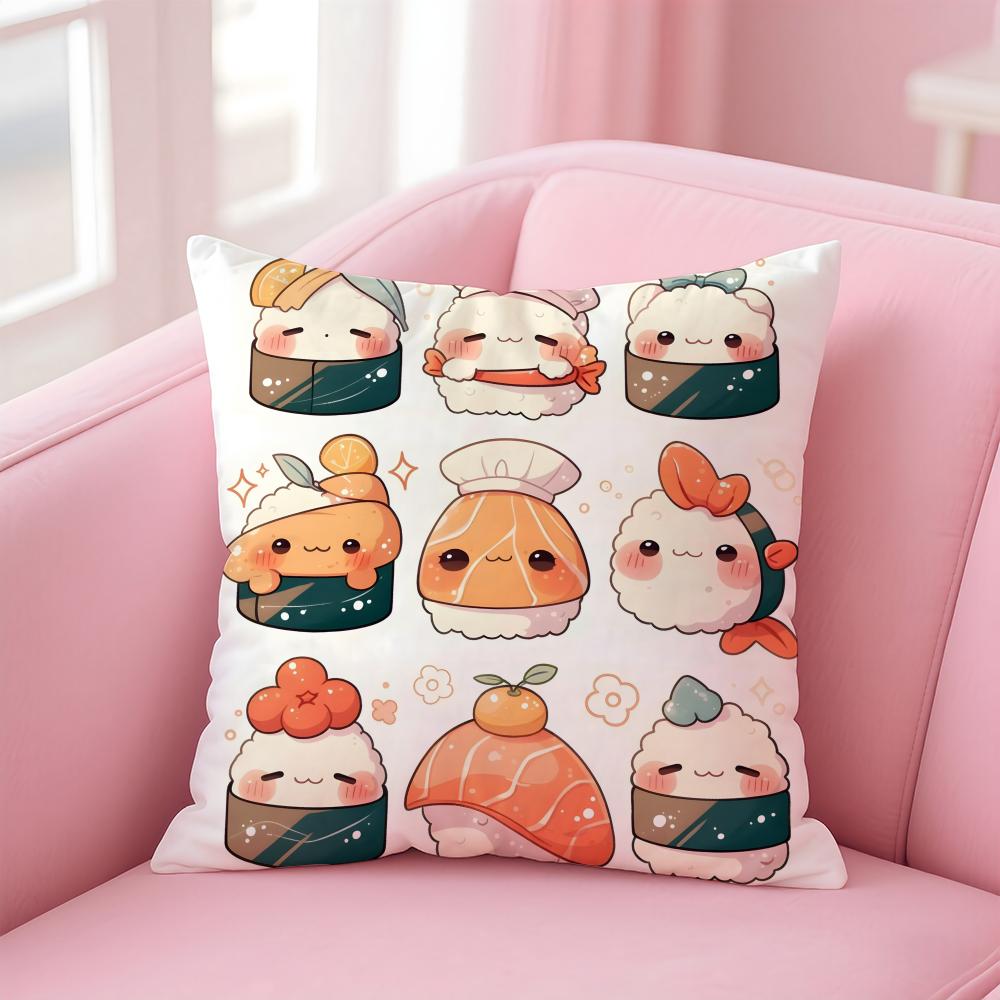 Mini Japanese Food Art Cute Sushi Cushion Cover Pillow Case Soft Skin Friendly Fabric  Concealed Zipper