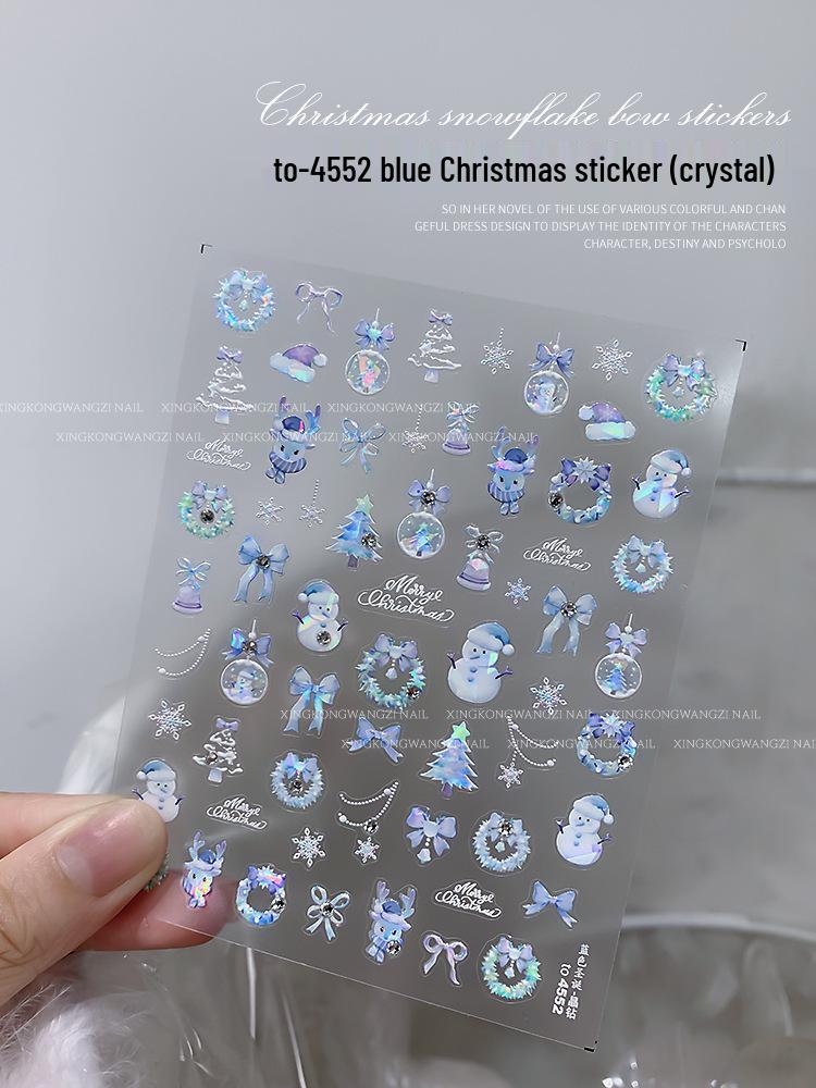 2024 Crystal Diamond Snowflake Nail Stickers - Christmas Tree & Snowman Designs