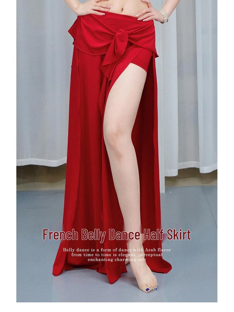 New Style Belly Dance Practice Skirt - Beginner Slimming Slit Long Skirt for Women
