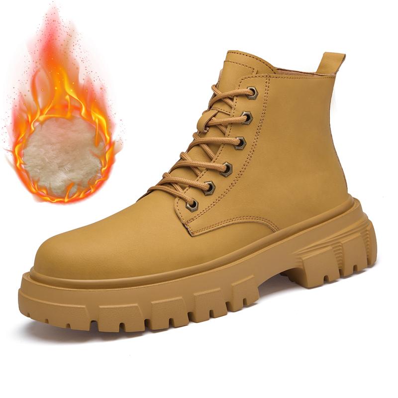 

Высококачественные мужские зимние ботинки, роскошные брендовые мотоциклетные ботинки, мужские хлопковые туфли на платформе, натуральная кожа, для ходьбы по снегу 46