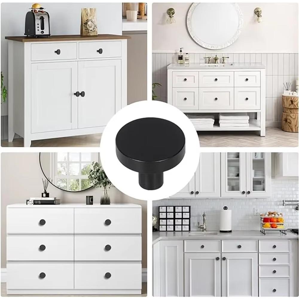 12pcs Cabinet Knob Handle Drawer Hand Pulls Replacement Furniture Door Cupboard Drawer Black with Installation DIY Knobs Tools