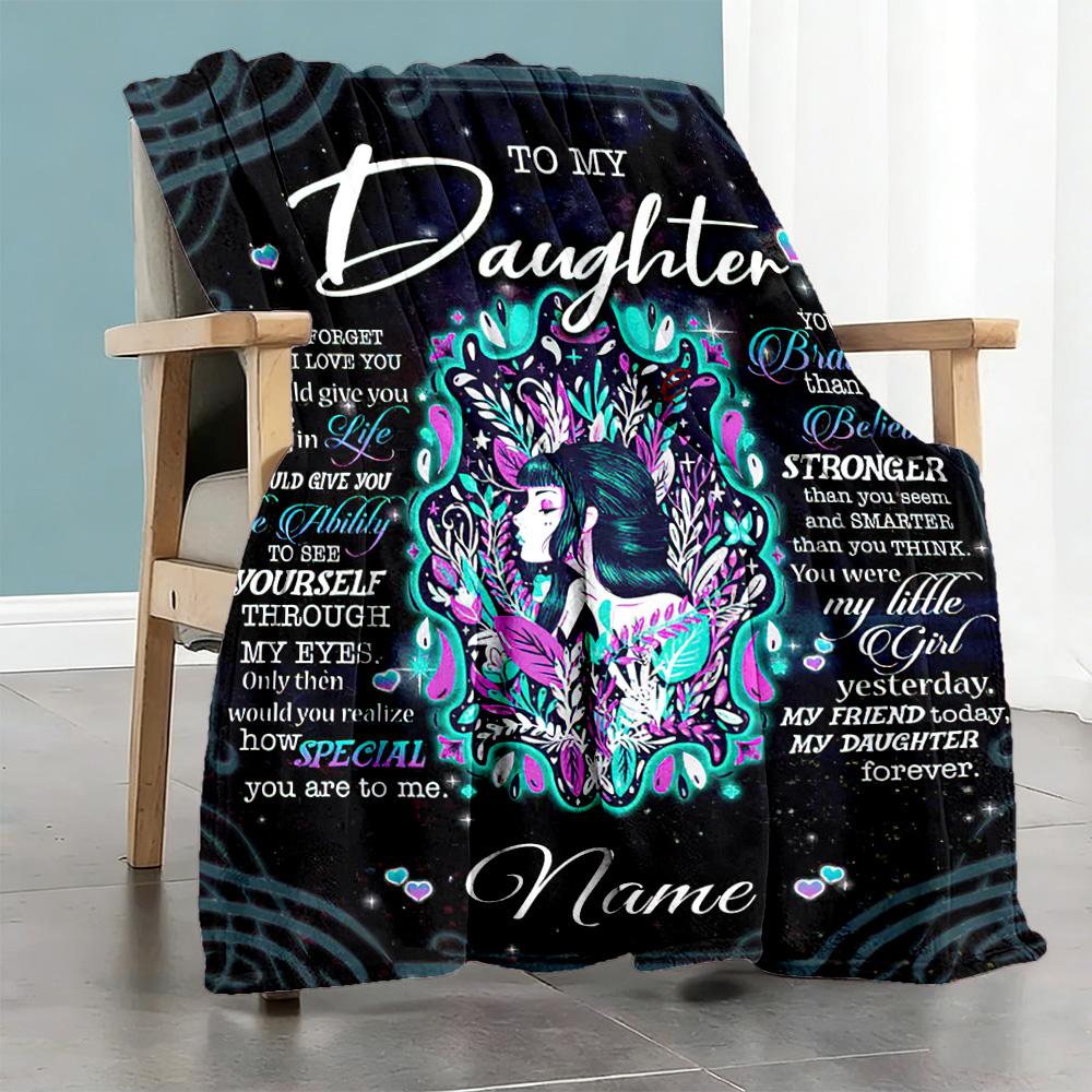 Daughter Gift Personalized Name Blanket Multi-purpose Customizable Blanket Ultra-Soft Versatile for Livingroom Home Decor Picnics Nap All-Season Use