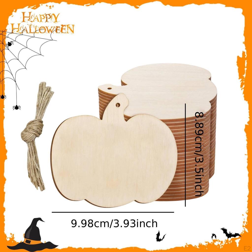 30 Pieces Unfinished Wood Pumpkin Cutouts Shape DIY Craft Supplies Hanging Ornaments Crafts
