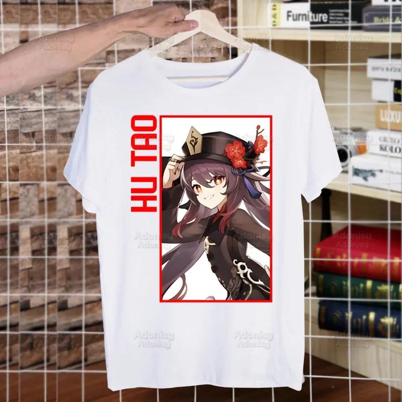 Genshin Impact HuTao Cartoon Kawaii  Unisex's Tshirt Cute Shirt  Unisexs Fashion T-Shirt For  Unisex Casual Tops Short Sleeve Shirt