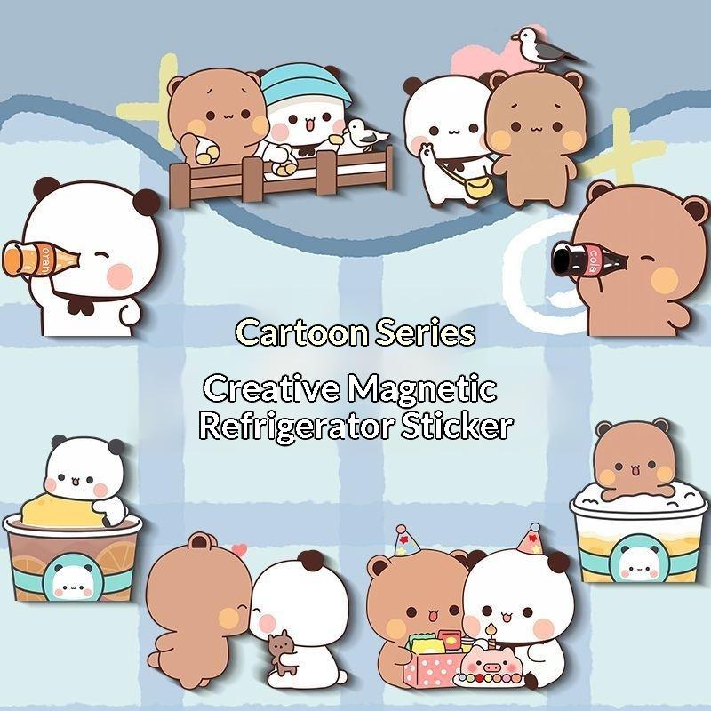Cute Fridge Magnets Kawaii Bear Refrigerator Magnets Sticker Home Decor Sticker Creative Anime Home Accessories