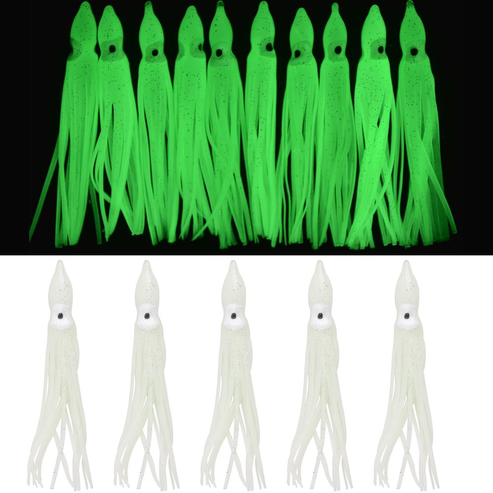 30/50/100pcs Soft Squid Lure Octopus Squid Skirt Bait Trolling Lure Jigs Silicone Artificial Bait For Tuna Sailfish Catfish