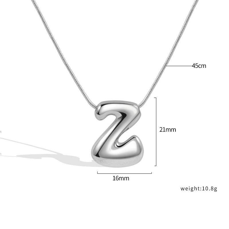 VENTFILLE 925 Sterling Silver 26 Letters Necklace For Women Gift Smooth Cute Balloon Jewelry Accessories Dropshipping Wholesale