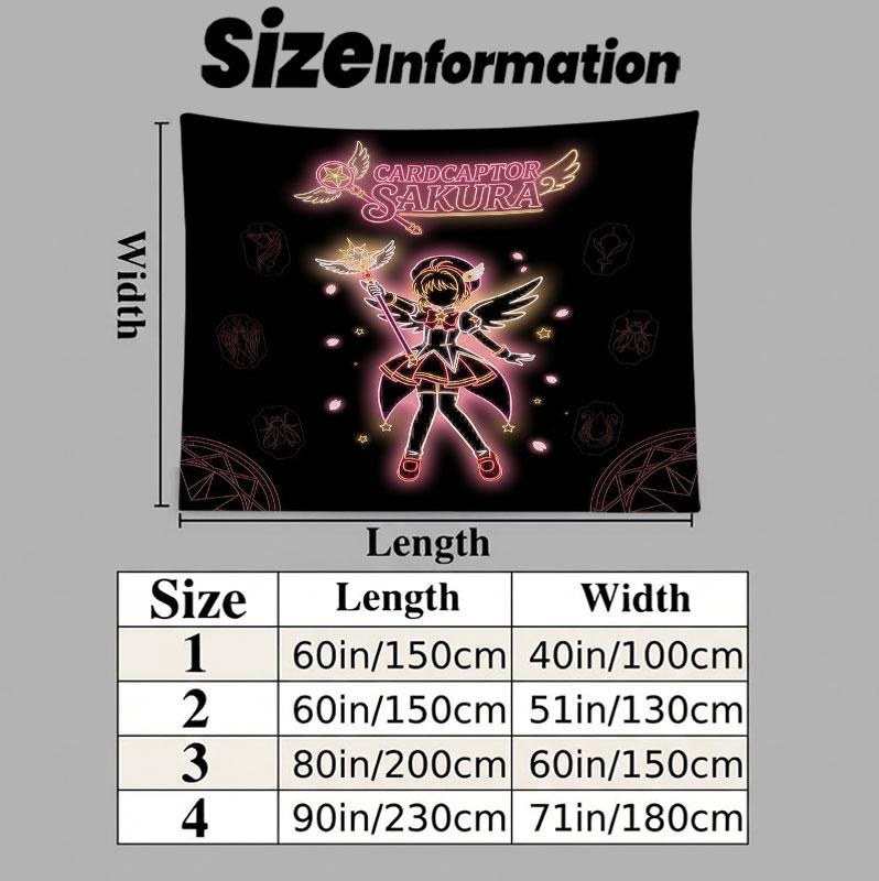 Cardcaptor Sakura Wall Tapestry Aesthetic Wall Hanging Printed Fabric Blanket Decorative Tapestries For Bedroom Living Room Home Decor