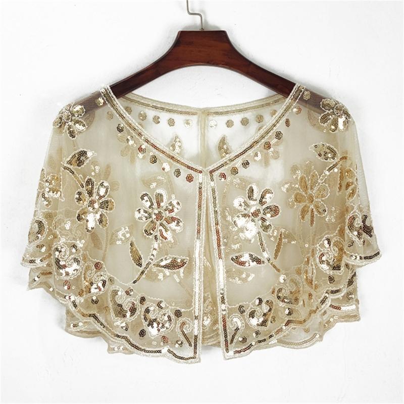 Sparkling Short Scarf Shawl With Glittering Sequined For Women And Girl Beach Event Evening Party Dressingup Accessory