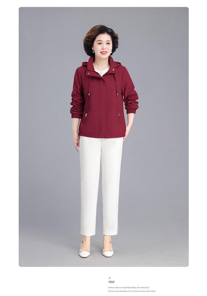 Mother's Day 2026 Stylish Hooded Windbreaker for Middle-Aged Women