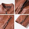 Leather Biker Cowhide Fashionable Outerwear for and Thick [FLAVOR] Jacket, Jacket, Leather, Men's Coat, Spring, Autumn, Winter, Windproof,
