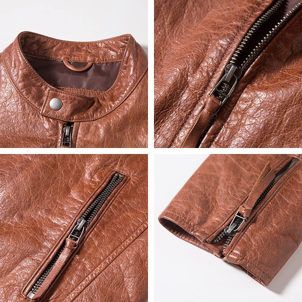 Leather Biker Cowhide Fashionable Outerwear for and Thick [FLAVOR] Jacket, Jacket, Leather, Men's Coat, Spring, Autumn, Winter, Windproof,