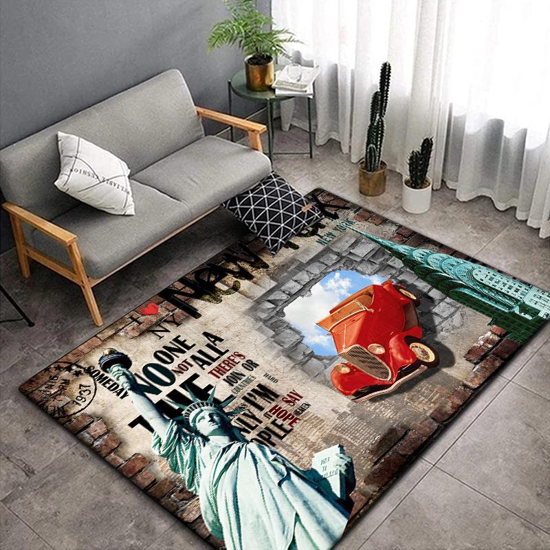 3D Vintage Car Area Rug Large,Carpet Rug for Living Room Bedroom Sofa Decoration,Doormat Kitchen Non-slip Floor Mat Picnic  Camp