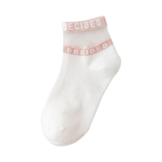 2 Pairs Women Cotton Breathable Mesh Sweat Absorbent Letter Summer Ankle Socks