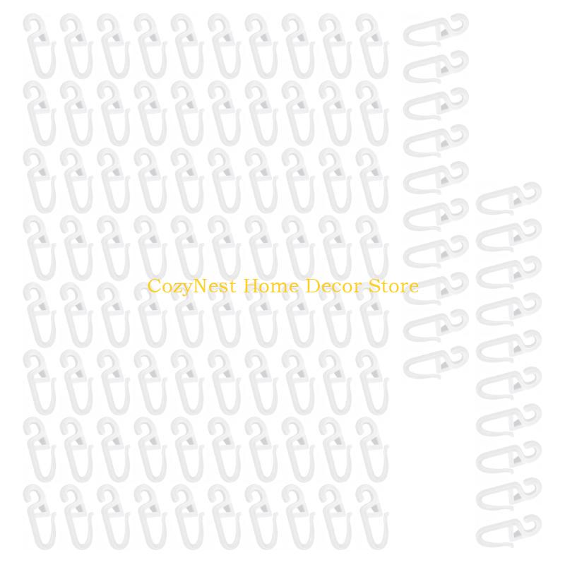 92MF 100Pcs S Shape Curtain Rails Gliders Hooks Sliders Clip Set for Easy Glides and Stability In Bedroom and Living Room