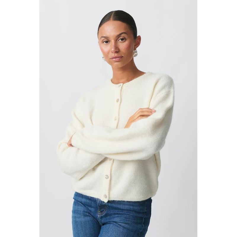 

Мода Новая Мода круглый вырез длинные рукава вязаный кардиган свитер верхняя одежда кардиган вязаный свитер Beige White M