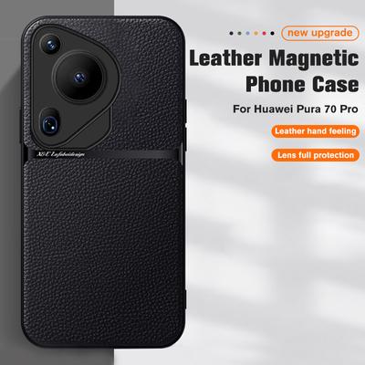 Für Huawei Pura 70 Pro + Fall Leder Kamera Schützen Abdeckung Hauwei Pura70 Ultra P70 Pro Plus Auto Magnetischer Halter Weichen Rahmen Coque