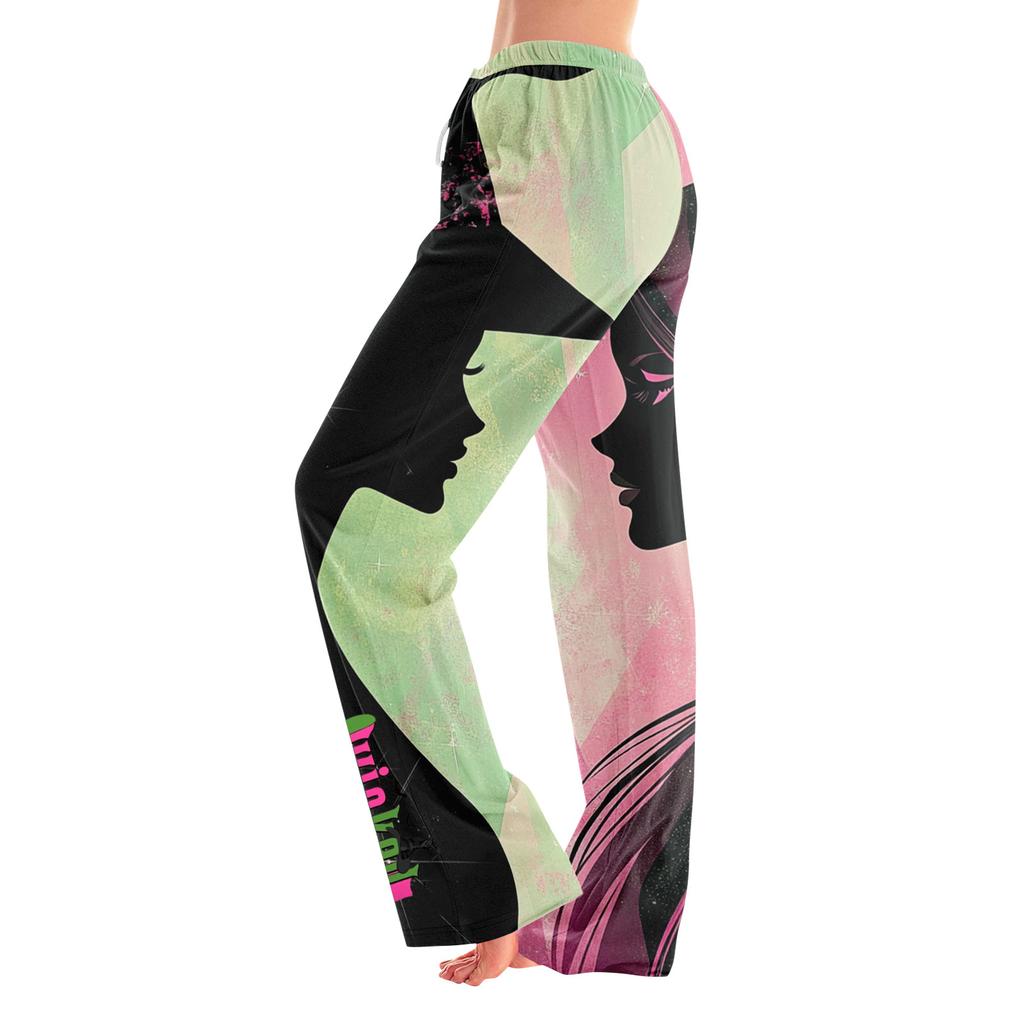 Damen Pyjamahose Nachtwäsche Lässige Hose mit Kordelzug und elastischer Taille Bequeme gerade lockere Yogahose