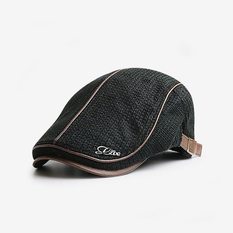 

Knitted baseball cap for middle-aged and elderly men; thickened, warm beret for autumn and winter; casual British-style cap чёрный