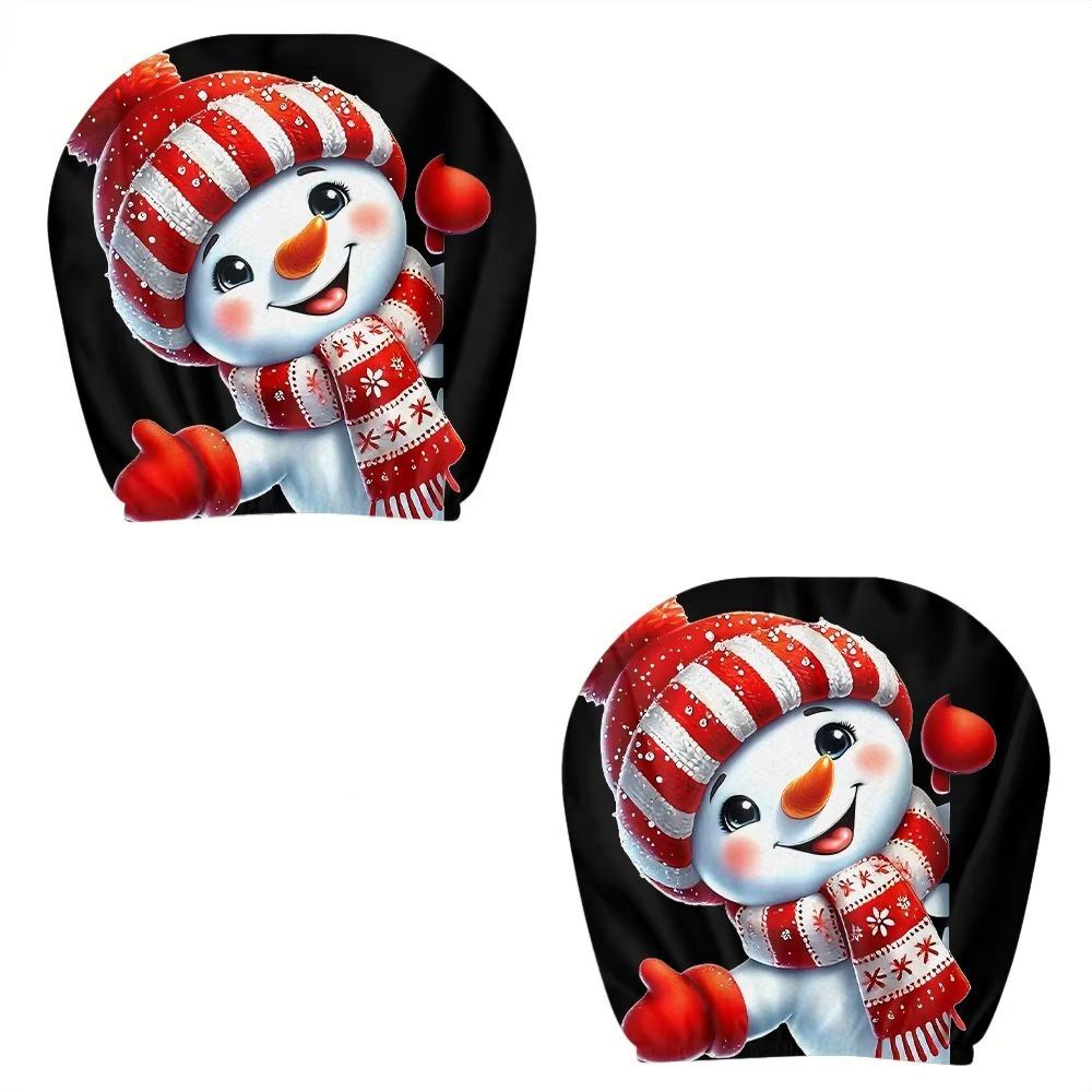 2 Pieces Comfortable Santa Claus Headrest Cover Elastic Car Headrest Cover Car Pillowcase Christmas
