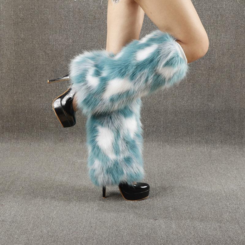 Dammode bootsmanschett fluffig mjuk päls fuskpäls benvärmare kängor 20-40 cm