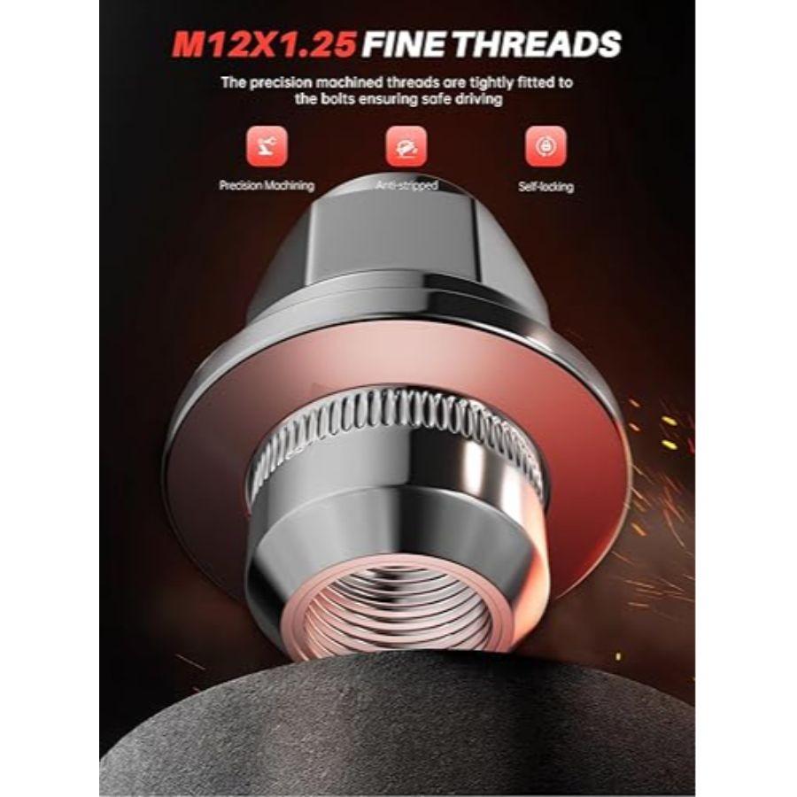 M12x1.25 Lug Nuts - Replacement for 2013-2024 Models-20 Pack Mag Seat-Chrome