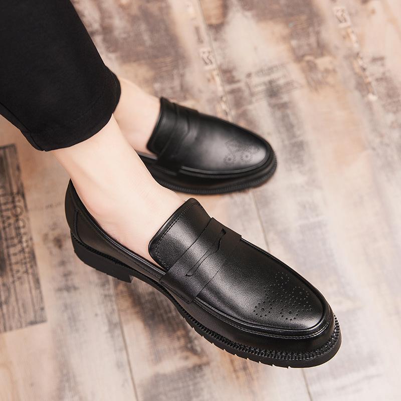 22 new leather shoes breathable youth British round head business dress leather shoes