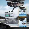 Car Rearview Mirror Phone Holder, 360° Rotatable and Retractable for All Smartphones (compatible iPhone, Samsung)
