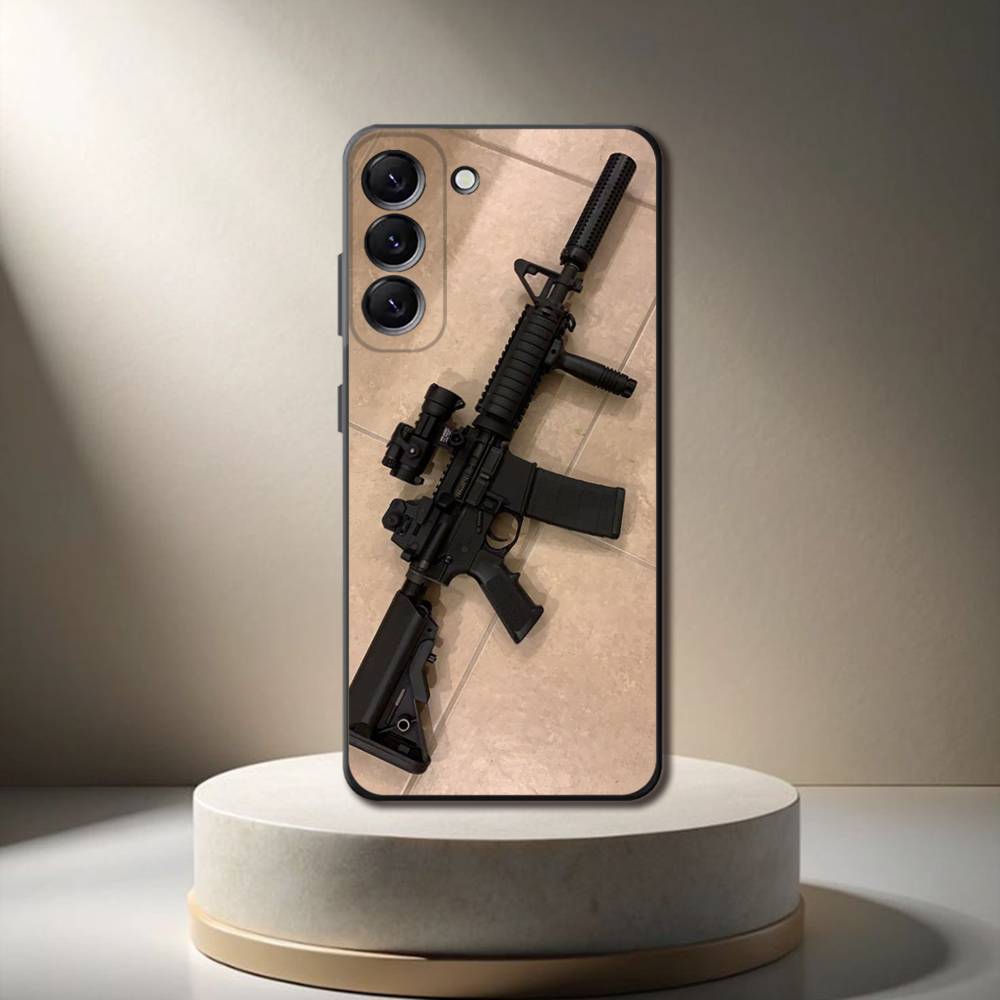 AK47 Handgun Gun BUlletss Phone Case For Samsung Galaxy A 73,72,51,53,52,71,22,5G,Note,J7,8,9 Soft Black Cover