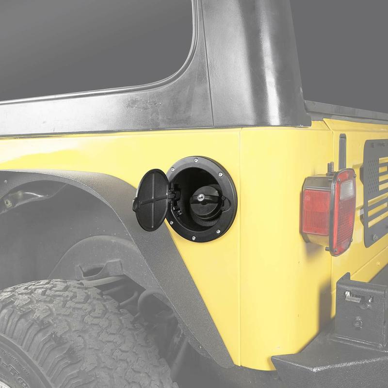 Schwarze Kraftstoffklappe Tankdeckel Gasdeckel Abdeckung für Jeep Wrangler TJ 1997-2006