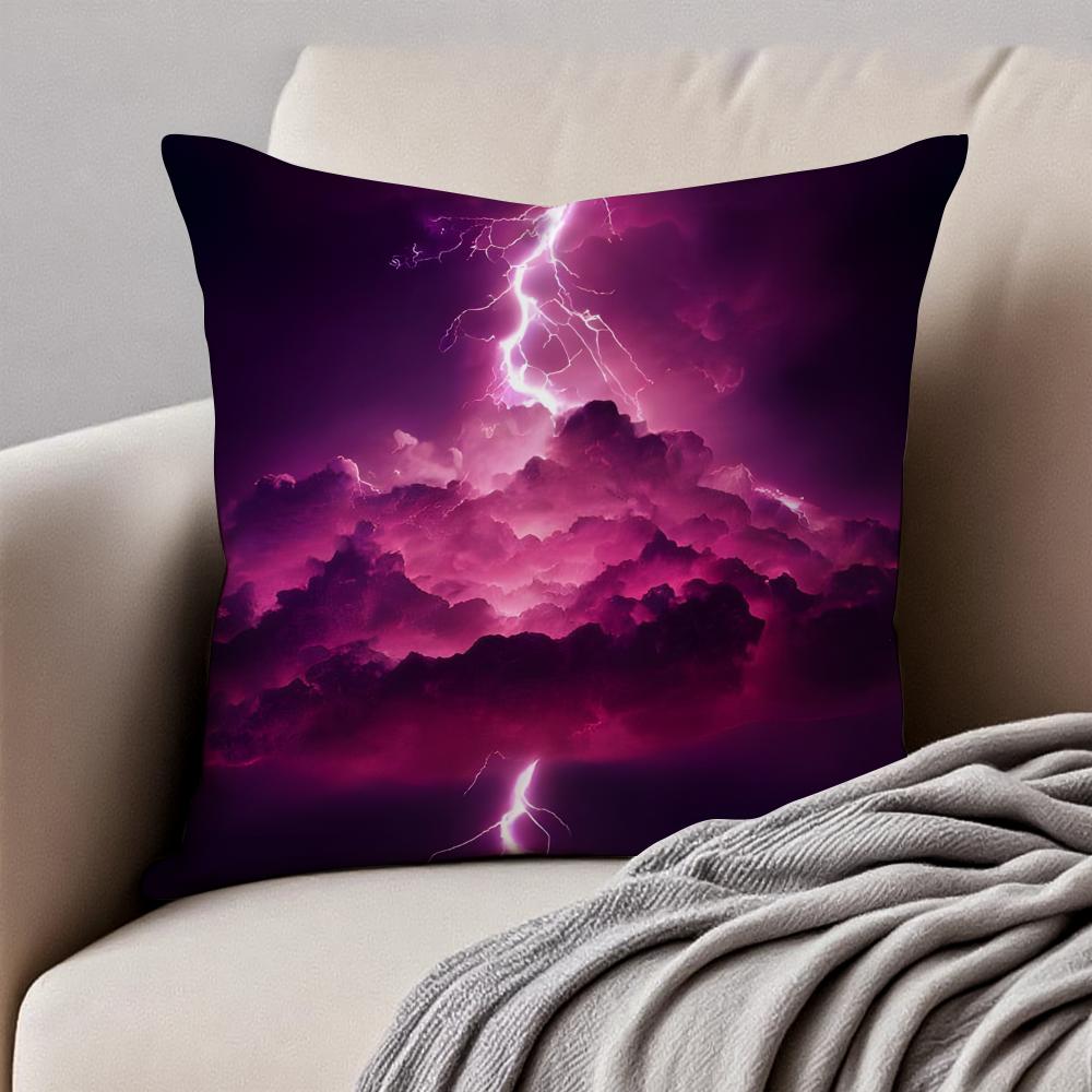 night lLightning Cushion Cover Pillowcase Antidustmite Invisible Zipper Short Plush Sofa Cushion