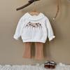 Popular Baby & Toddler Cotton Knitwear Set with Floral Chest Embroidery, Autumn/Winter Outerwear