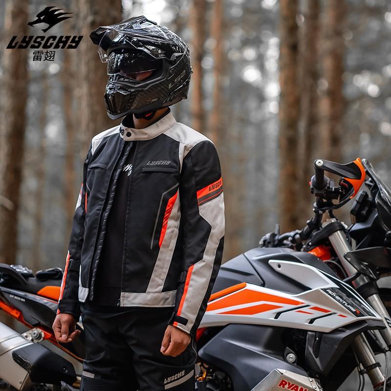 Mens Winter Motorcycle Riding Jacket Waterproof Thermal Padded Off-Road Racing Protective Gear Black Gray