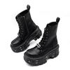 Dark Punk Lace-up Platform Martin Boots - Women's Mid-calf, Thick-soled, Height-increasing for Autumn/Winter 