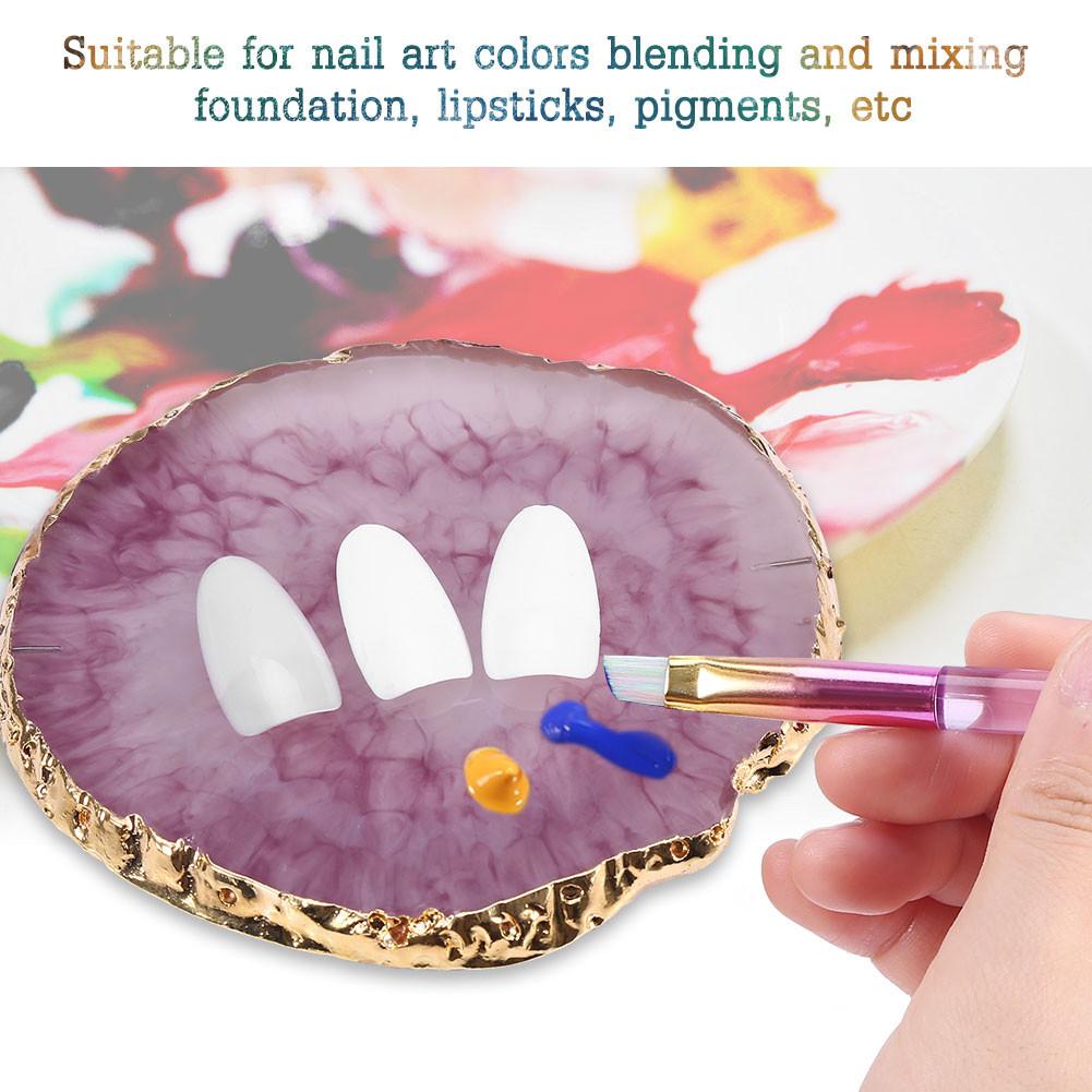 Natural Resin Stone Nail Art Plate Gel Polish Holder Drawing Color Palette Nail Art Display
