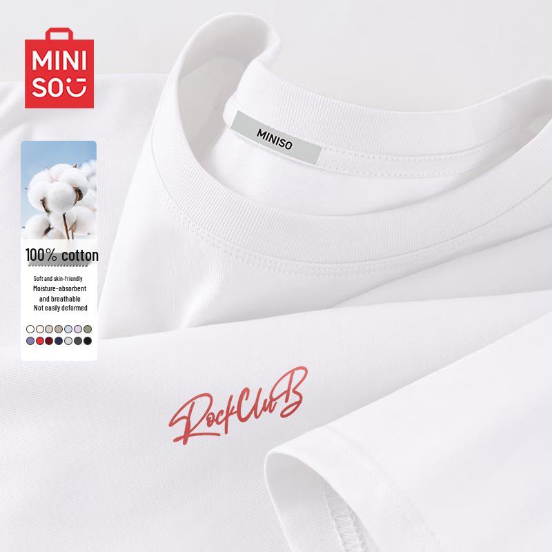 MINISO Men s Pure Cotton Loose-Fit Summer T-Shirt 5XL