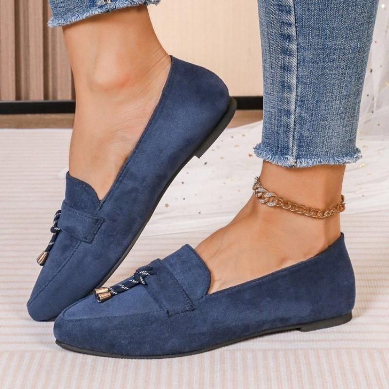 Large size women's autumn new one-pedal lazy shoes retro breathable beanie shoes flat single shoes