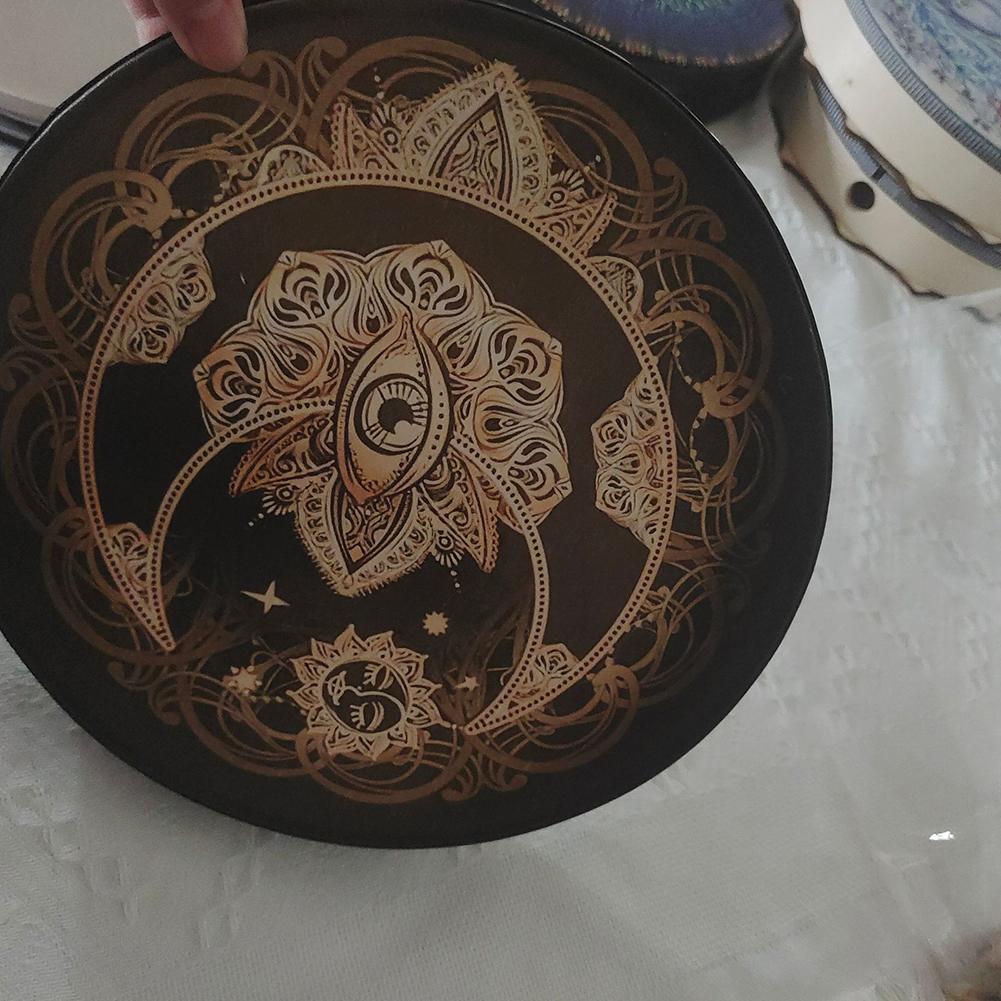 Vegan Shaman Drum Handmade Crafts Alchemical Moon Drum Desktop Ornament Sound Healing Tool for Spiritual Music Meditation