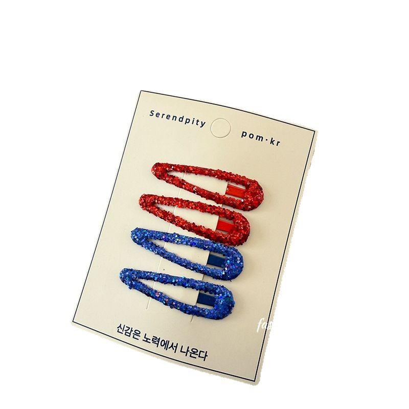 4pcs Fashion Simplicity Kids Barrettes for Girl Glitter Sequin Solid Color Hair Clip Children Hair Accessories Headwear
