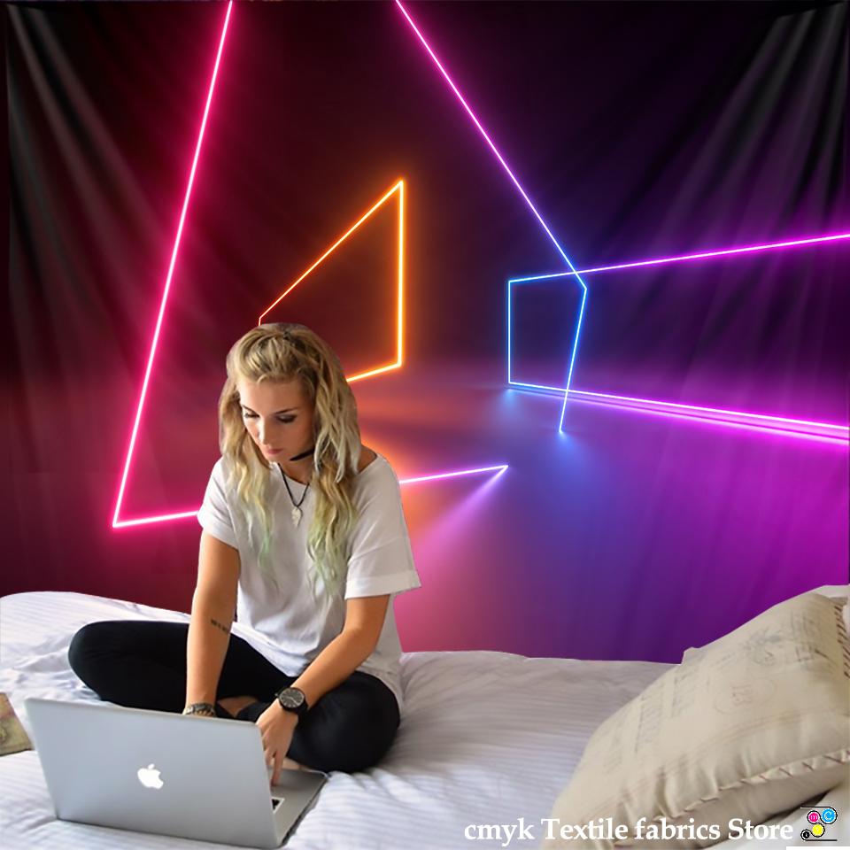 Tapiserie cu raze psihedelice, agățat pe perete, hippie colorat, vrăjitorie, covoraș de masă boem, pentru dormitor, studiu, decor artistic