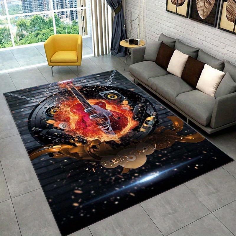 

Guitar Flame Rug: Ignite Your Passion for Music | Rock and Roll Decor | Musical Instrument Themed Carpets Skid resistant carpet 50cm x 80cm